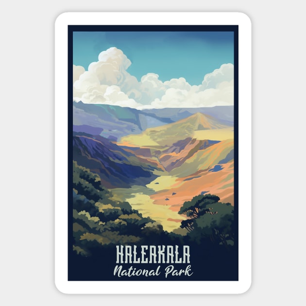 Haleakala National Park Travel Poster Sticker by GreenMary Design